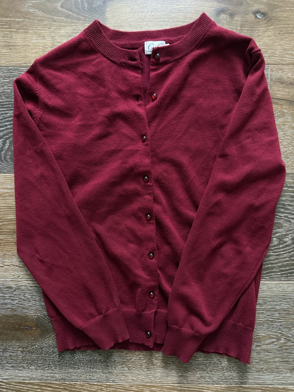 Cielo - Classic Women's Ruby Red Crewneck Cardigan
